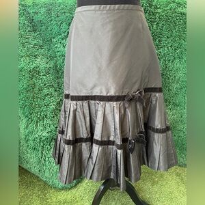 Teri Jon by Rickie Freeman Size 12 Black Silk Taffeta & Velvet Evening Skirt
